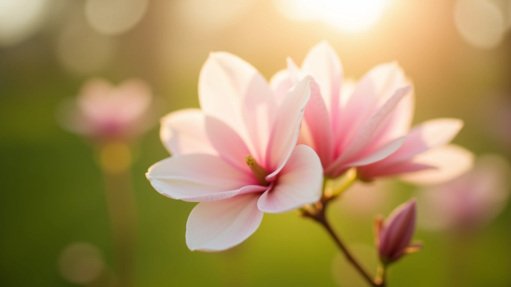 Magnolia blossoms with soft spring light